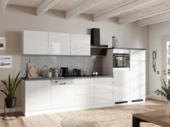 Held Küchen Küchenzeile Gera 360 cm Weiß/Beton mit E-Geräte