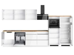 Held Küchen Küchenzeile Gera 360 cm Weiß/Wotan mit E-Geräte