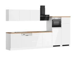 Held Küchen Küchenzeile Gera 360 cm Weiß/Wotan mit E-Geräten Induktion