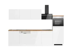 Held Küchen Küchenzeile Gera 300 cm Weiß/Wotan mit E-Geräte