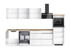 Held Küchen Küchenzeile Gera 300 cm Weiß/Wotan mit E-Geräte