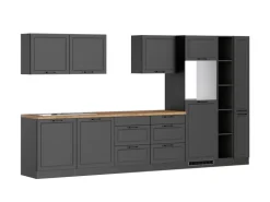 Held Küchen Küchenzeile Kempten 360 cm Grau/Graphit ohne E-Geräte