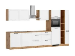 Held Küchen Küchenzeile Kempten 360 cm Weiß/Wotan mit E-Geräten Induktion