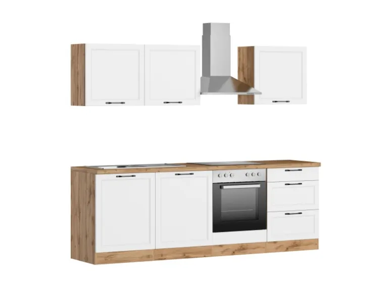 Held Küchen Küchenzeile Kempten 240 cm mit E-Geräten Wotan/Weiß