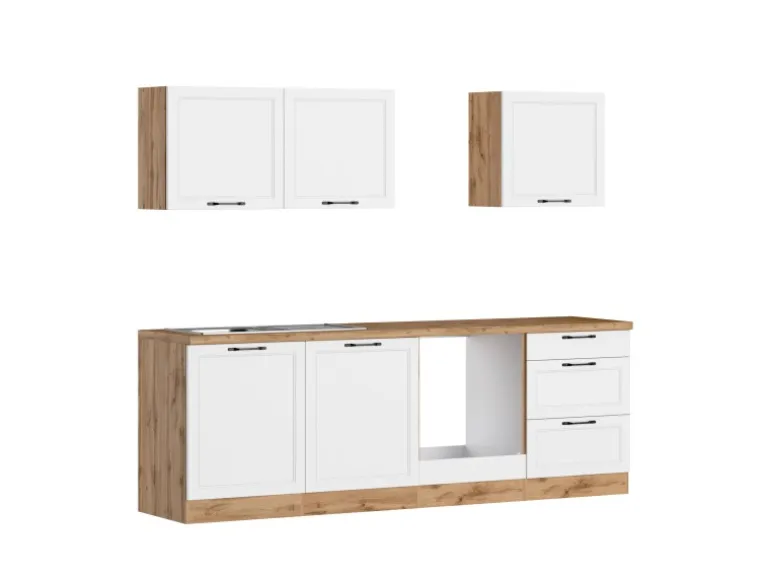 Held Küchen Küchenzeile Kempten 240 cm ohne E-Geräte Wotan/Weiß