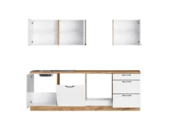 Held Küchen Küchenzeile Kempten 240 cm ohne E-Geräte Wotan/Weiß