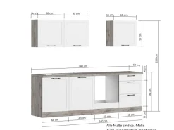 Held Küchen Küchenzeile Kempten 240 cm ohne E-Geräte Wotan/Weiß