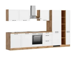 Held Küchen Küchenzeile Kempten 360 cm mit E-Geräten Wotan/Weiß