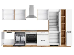 Held Küchen Küchenzeile Kempten 360 cm mit E-Geräten Wotan/Weiß