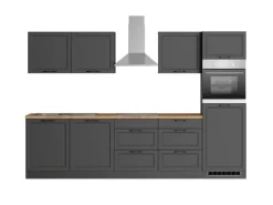 Held Küchen Küchenzeile Kempten 300 cm Grau/Graphit mit E-Geräte