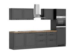 Held Küchen Küchenzeile Kempten 300 cm Grau/Graphit mit E-Geräte