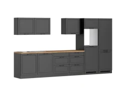 Held Küchen Küchenzeile Kempten 360 cm Grau/Graphit ohne E-Geräte /autark
