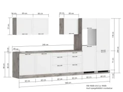 Held Küchen Küchenzeile Kempten 360 cm Grau/Graphit ohne E-Geräte /autark