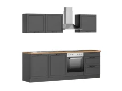 Held Küchen Küchenzeile Kempten 240 cm mit E-Geräten Graphit/Grau