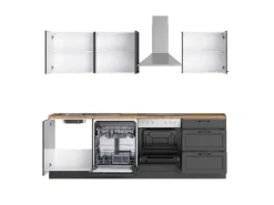 Held Küchen Küchenzeile Kempten 240 cm mit E-Geräten Graphit/Grau