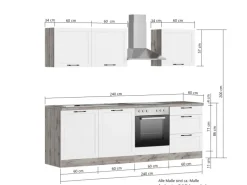Held Küchen Küchenzeile Kempten 240 cm mit E-Geräten Graphit/Grau
