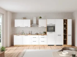 Held Küchen Küchenzeile Kempten 420 cm Weiß/Wotan ohne E-Geräte