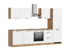Held Küchen Küchenzeile Kempten 300 cm mit E-Geräten Wotan/Weiß