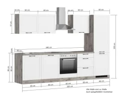 Held Küchen Küchenzeile Kempten 300 cm mit E-Geräten Wotan/Weiß