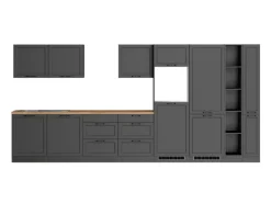 Held Küchen Küchenzeile Kempten 420 cm Grau/Graphit ohne E-Geräte