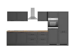 Held Küchen Küchenzeile Kempten 360 cm Grau/Graphit mit E-Geräten /autark