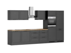 Held Küchen Küchenzeile Kempten 360 cm Grau/Graphit mit E-Geräten /autark