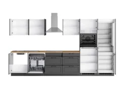 Held Küchen Küchenzeile Kempten 360 cm Grau/Graphit mit E-Geräten /autark