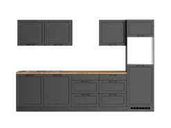 Held Küchen Küchenzeile Kempten 300 cm Grau/Graphit ohne E-Geräte