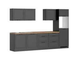 Held Küchen Küchenzeile Kempten 300 cm Grau/Graphit ohne E-Geräte