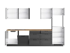 Held Küchen Küchenzeile Kempten 300 cm Grau/Graphit ohne E-Geräte