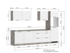 Held Küchen Küchenzeile Kempten 300 cm Grau/Graphit ohne E-Geräte