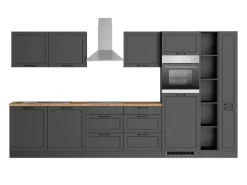 Held Küchen Küchenzeile Kempten 360 cm Grau/Graphit mit E-Geräte