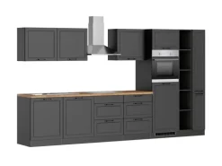 Held Küchen Küchenzeile Kempten 360 cm Grau/Graphit mit E-Geräte