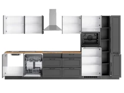 Held Küchen Küchenzeile Kempten 360 cm Grau/Graphit mit E-Geräte