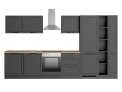 Held Küchen Küchenzeile Kempten 360 cm mit E-Geräten Graphit/Grau