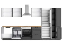 Held Küchen Küchenzeile Kempten 360 cm mit E-Geräten Graphit/Grau