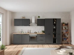 Held Küchen Küchenzeile Kempten 360 cm mit E-Geräten Graphit/Grau