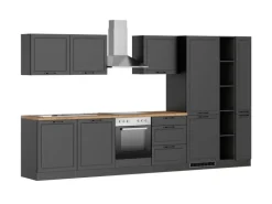 Held Küchen Küchenzeile Kempten 360 cm mit E-Geräten Graphit/Grau