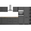 Held Küchen Küchenzeile Kempten 420 cm Grau/Graphit mit E-Geräte
