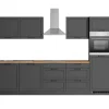 Held Küchen Küchenzeile Kempten 300 cm Grau/Graphit mit E-Geräten Induktion