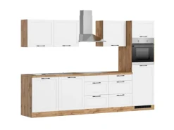 Held Küchen Küchenzeile Kempten 300 cm Weiß/Wotan mit E-Geräte