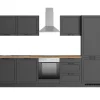 Held Küchen Küchenzeile Kempten 300 cm mit E-Geräten Graphit/Grau