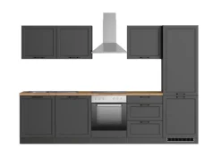 Held Küchen Küchenzeile Kempten 300 cm mit E-Geräten Graphit/Grau