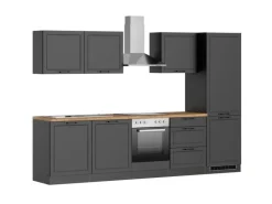 Held Küchen Küchenzeile Kempten 300 cm mit E-Geräten Graphit/Grau