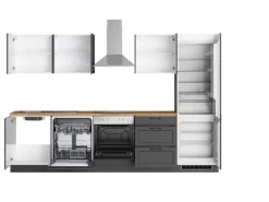 Held Küchen Küchenzeile Kempten 300 cm mit E-Geräten Graphit/Grau