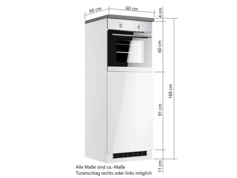 Held Küchen Kühl-Umbauschrank Gera 60 cm Weiß/Wotan