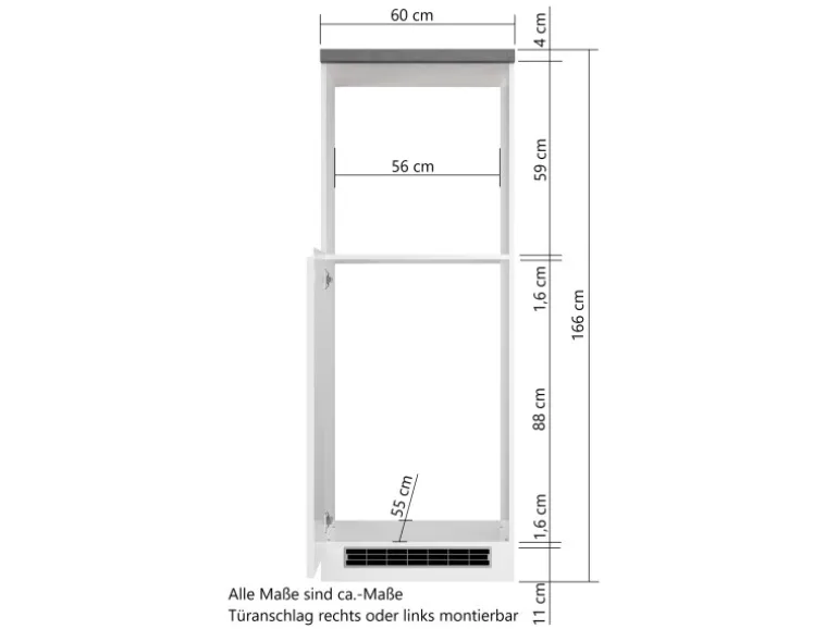 Held Küchen Kühl-Umbauschrank Gera 60 cm Weiß/Wotan