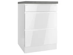 Held Küchen Kochfeldumschrank Gera 60 cm Weiß/Beton