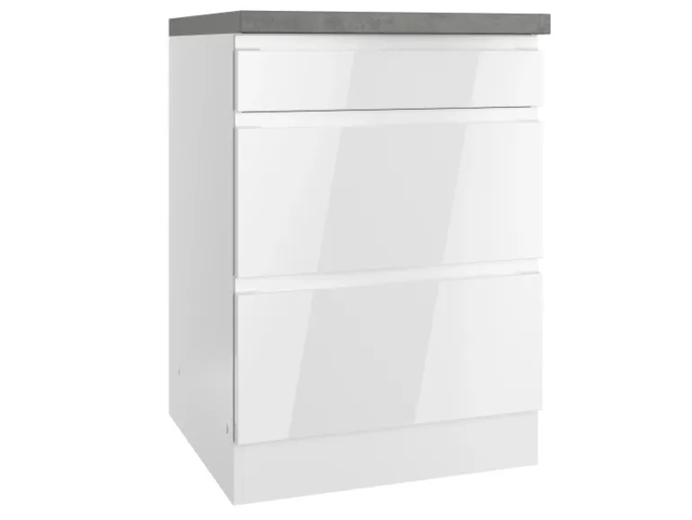 Held Küchen Kochfeldumschrank Gera 60 cm Weiß/Beton