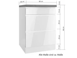 Held Küchen Kochfeldumschrank Gera 60 cm Weiß/Beton